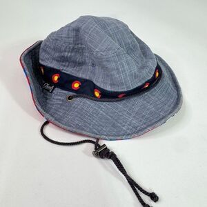 Aksels Hat Mens Gray Adjustable Drawstring Toggle Reversible Bucket